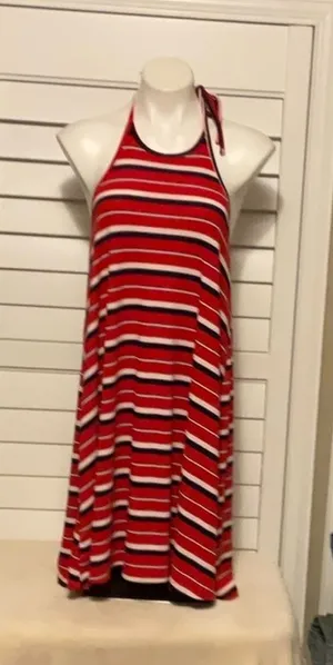 Mossimo Supply Co. Red and White Striped Backless Dress thumbnail 1