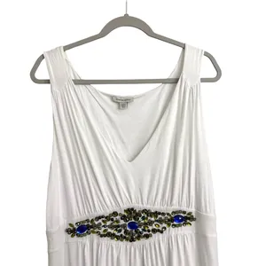 Boston Proper Jewel Detail Sleeveless Flowy Casual Neutral Dress Size Large thumbnail 2