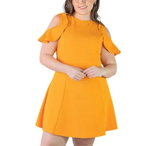 NWT 24seven Comfort Apparel Size Ruffle A-line Knee Length Dress Peach Orange 3X thumbnail 4