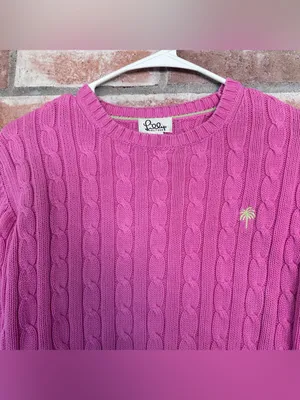 Lilly Pulitzer Cable Knit Sweater Crewneck Women’s Small Pink Preppy Cotton thumbnail 2