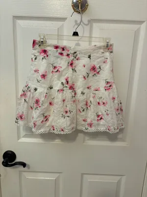 Floral Mini Skirt Pink & White - Size Small thumbnail 2