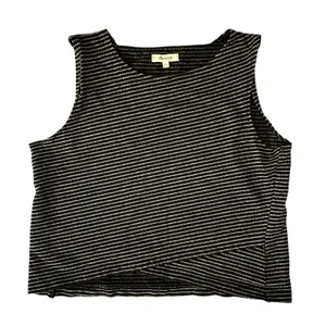 Madewell Black Striped Crossover‎ Tank 100% Cotton Medium Minimalist Casual EUC thumbnail 3