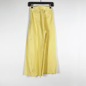 Simonett Cotton High Waisted Wide Leg Pleated Trouser Pants Butter Yellow XS thumbnail 4