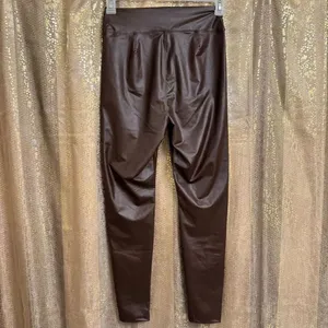 Aerie OFFLINE Chocolate Brown Faux Leather Real Luxe Leggings Large NWT‎ thumbnail 2