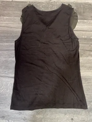Lauren Ralph Lauren XS Brown Sleeveless Ruffle Front Stretch Top thumbnail 3
