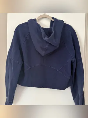 lululemon athletica Navy Cropped Half-Zip Hoodie Sweater thumbnail 4