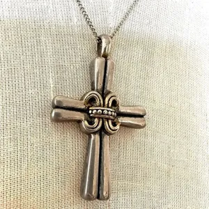 Silver gold tone cross pendant necklace thumbnail 3