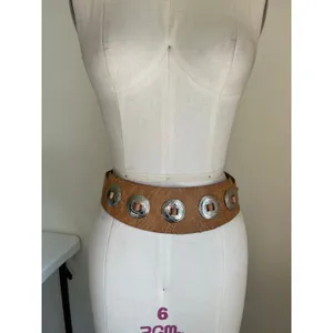 Vintage Embossed Faux Leather Wide Concho Belt Western Boho 28–32 Cowgirl Edgy thumbnail 2