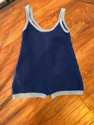 Rue Stiic 100% Cotton Blue Knit Romper Size Medium thumbnail 10