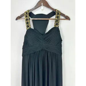 Betsy & Adam Gown Womens 6 Black Embellished‎ Cutout Ruched Formal Prom Pageant thumbnail 4
