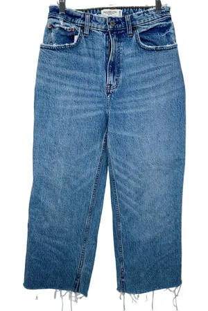 Abercrombie & Fitch Curve Love 90s Relaxed Jean High Rise Blue Jeans Size 28 6 S thumbnail 1