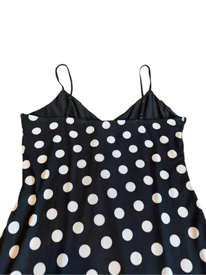 AFRM Black White Polka Dot Maxi Dress Side Slit V Neck Spotted Large Women's NWT thumbnail 7