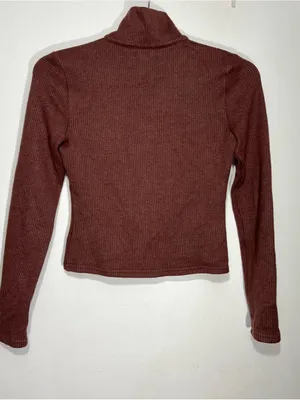 Reformation brown Ribbed Zip-Front Mock Collar top size S thumbnail 9