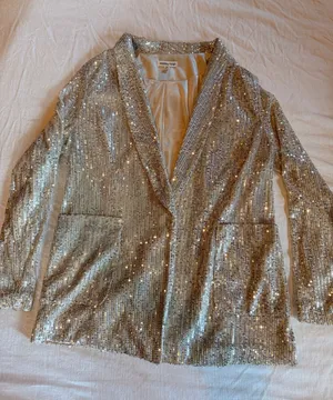 Main Strip Gold Sequins Women’s Medium Open Front Party Holiday Jacket thumbnail 1