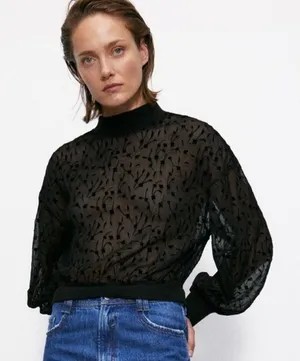 ZARA Combination Crop Top large Black thumbnail 1