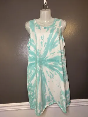 J.Crew Dress Womens Medium Blue Tie Dye Tank Jersey Midi Sundress Sleeveless thumbnail 2