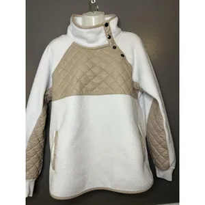 Abercrombie & Fitch Jacket Womens Medium White Tan Quilted Sherpa Fleece Snap thumbnail 2