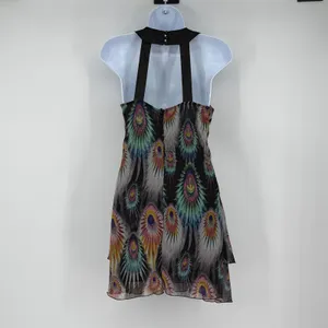 Vintage Y2K Twenty One Made in USA Peacock Chiffon‎ Halter Top S thumbnail 2