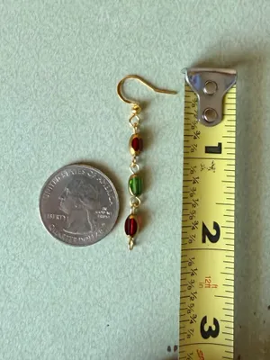 Handmade glass beads fairy whimsy dainty unique dangle earrings🌀🌙 thumbnail 5