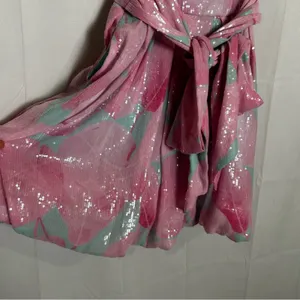 Hutch Anthropologie Aqua Balloon‎ Mini Dress Sequin Bubblegum Blue & Pink Size 4 thumbnail 7