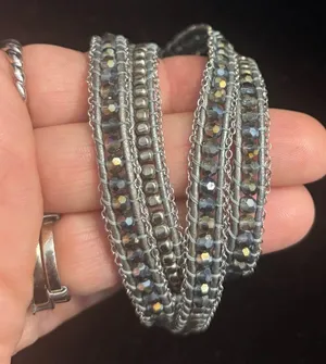 Elegant Silver and Gold Beaded Wrap Bracelet Preloved excellent condition thumbnail 1