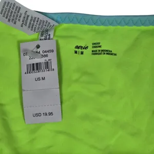 Aerie String Cheeky Bikini Bottom Neon Green‎ Brown Blue M NWT thumbnail 3