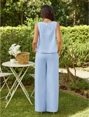 SHEIN Tank and Wide Leg Pant Set thumbnail 2