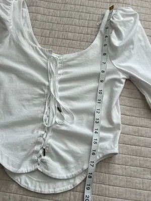 Free people willow white boho corset lace up crop cotton long sleeve top M thumbnail 5