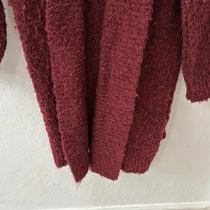 Anthropologie Red Long Line Open Front Sherpa Teddy Cardigan No Pockets M thumbnail 7