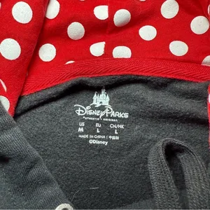 Disney Parks Minnie Mouse Hoodie Sweatshirt Ears Bow Women's Size Medium Graphic thumbnail 5