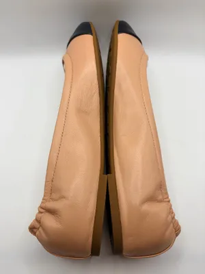 Coach Bonnie Leather Ballet Flats 8.5B Nude Pink Black Cap Toe Quiet Luxury Preppy thumbnail 5