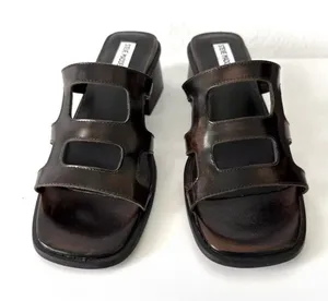 Steve Madden dark brown Leather Sandals Y2K thumbnail 1