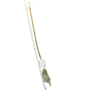 Kendra Scott Rayne Mother of Pearl Gold Tone Tassel Necklace 30" Rope Chain‎ thumbnail 6