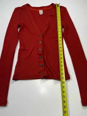 We The Free Ribbed Button-Front Long Sleeve Top in Rust thumbnail 3
