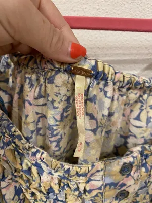 Free People James Blouse Womens Medium Multicolor Floral Off Shoulder Cropped thumbnail 3