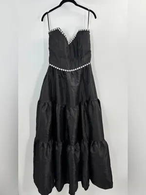 V. Chapman The Vivian Dress in Black Windsor Brocade thumbnail 4