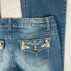 Y2K Royal Premium Bootcut Jeans Women's 10 Rhinestone Embroidered Flap Pockets thumbnail 4