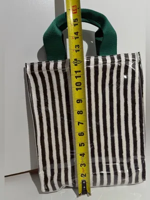 NWOT Anthropologie Coated Terry North South Small Tote Black, White & Green thumbnail 8
