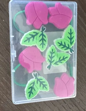 Pink and Green Leaf Straw Toppers Multiple thumbnail 1