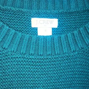 J. Crew Merino Wool Blend Textured Scoop Neck Knit Sweater Teal Medium #777 thumbnail 4