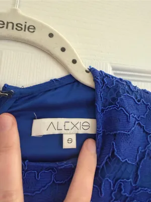 Alexis Royal Blue Floral Lace Long-Sleeve Mini Dress thumbnail 3