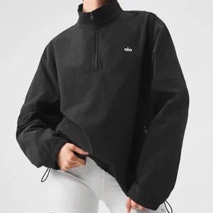 Alo Yoga Light Weight Takeaway Track Pullover Black M thumbnail 1