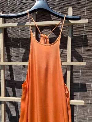 NEW ZARA Maxi Dress Satin Burnt Orange size S thumbnail 2