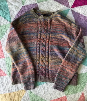 Charlie B Rainbow Cable Knit Crewneck Sweater thumbnail 1