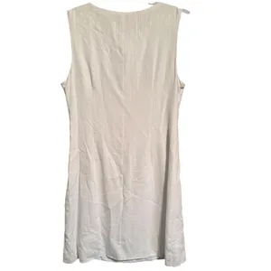 Paper Heart Sleeveless Linen Shirt Dress White Button Up Mini Sundress Coastal Preppy Size S thumbnail 6