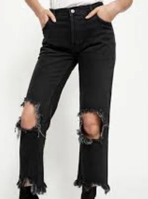 Free People Distressed Maggie Straight Cropped Jeans Women's size 28 mid rise thumbnail 1