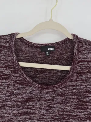 Wilfred Free Aritzia Dress Medoum Burgundy Marled Long Sleeve Scoop Neck Stretch thumbnail 3