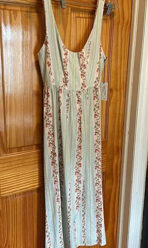 WeWoreWhat Corset Midi Dress, Victorian Floral Stripe/ Rosewood Multi, size M NW thumbnail 7