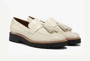 Franco Sarto Women’s Carolynnn Tassel Loafers Putty Patent Sz 8.5 thumbnail 1