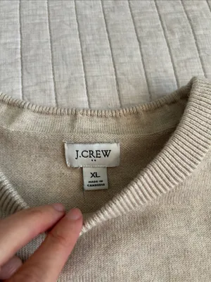 J. Crew Drop-shoulder oatmeal classic crew cotton boxy pullover sweater XL thumbnail 3